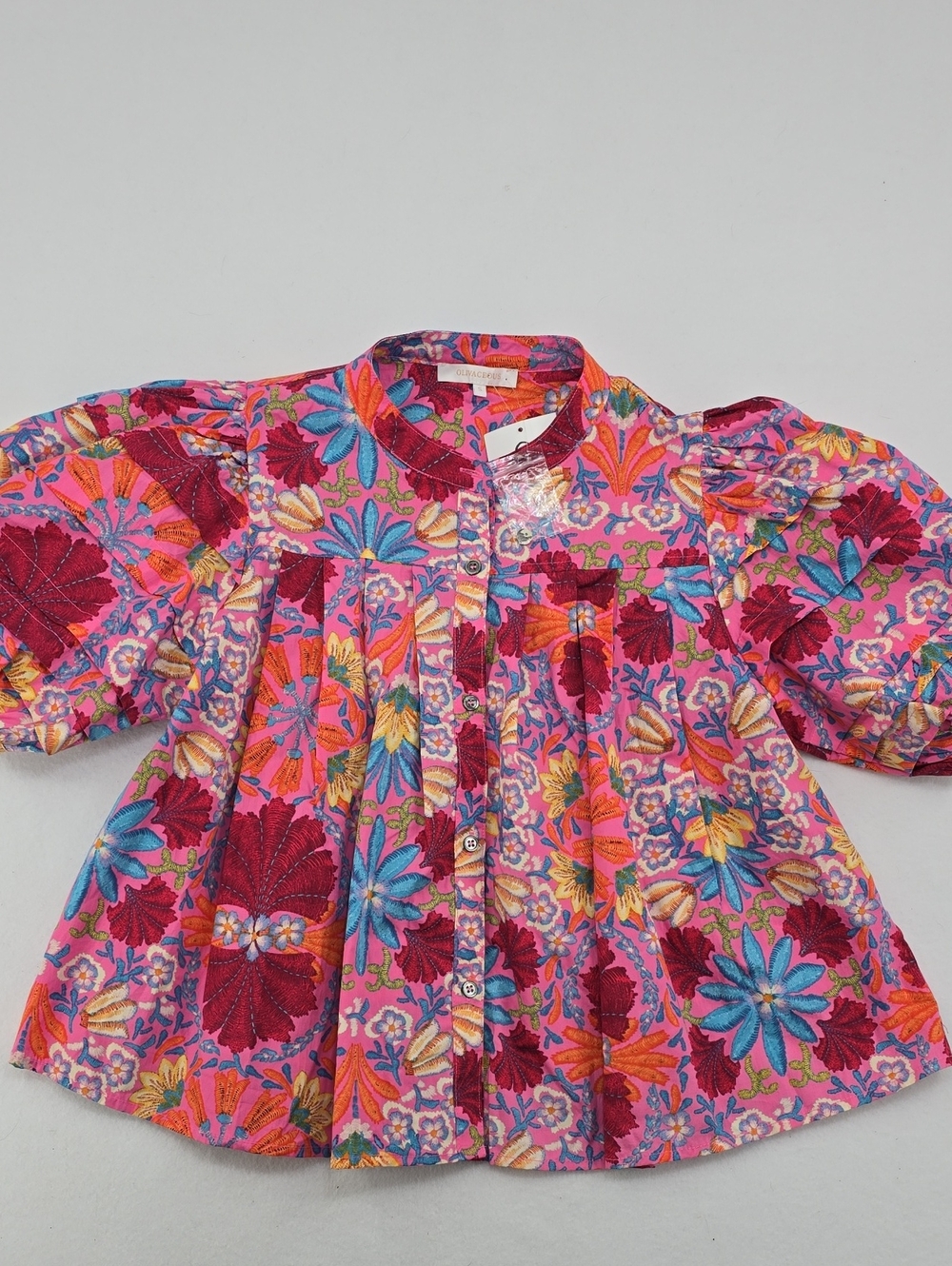 NWT Olivaceous Pink Zoey Floral Pleated Puff Sleeve Blouse